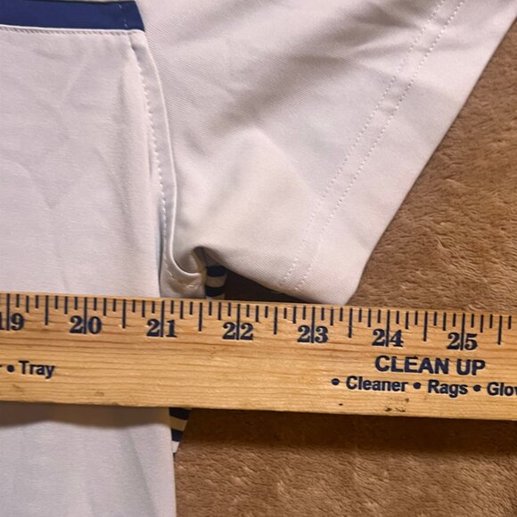 IZOD Golf Men Large White Blue Striped‎ Performance Short Sleeve Golf Polo (W) - Picture 5 of 7